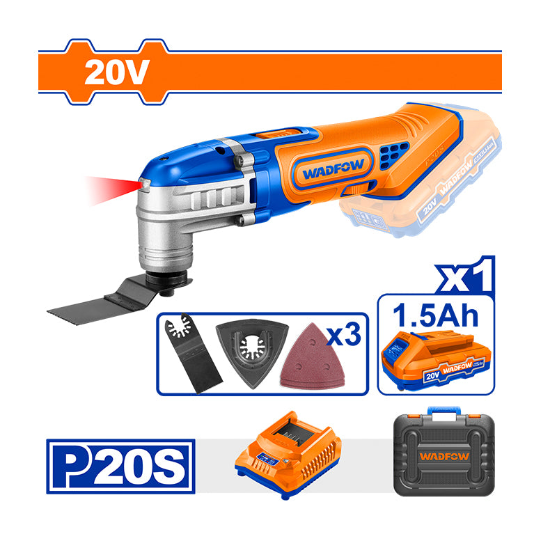 WADFOW Cordless Multi-Tool 20V + Battery + Charger - WMUP5021