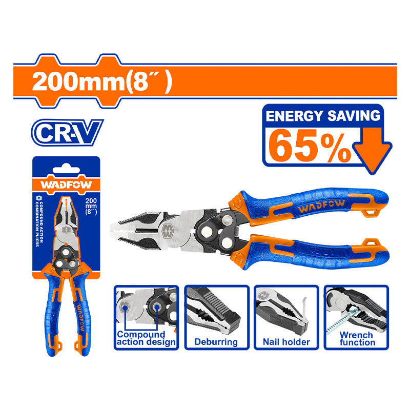 WADFOW 200MM Compound Action Combination Pliers - WPL1768