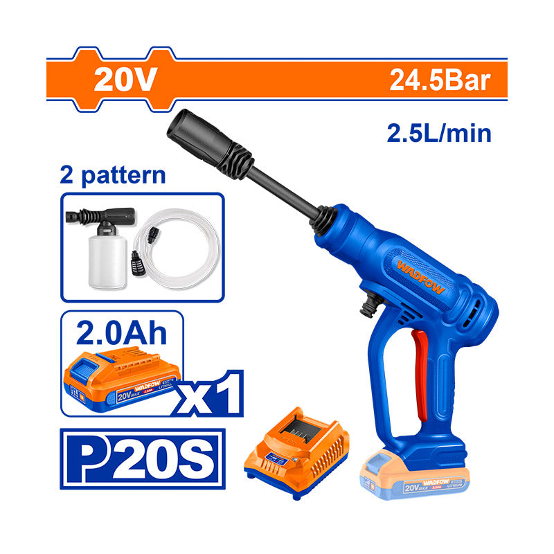 WADFOW 20V, 24.5Bar, 2.4L/min Cordless Pressure Washer + Battery - WQX01203