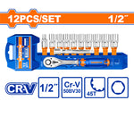 WADFOW 12 PCs 1/2" Socket Set - WST2212