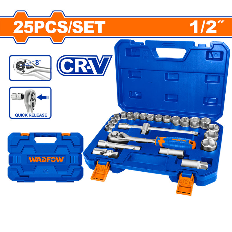 WADFOW 25 PCs 1/2" Socket Set - WST2D25