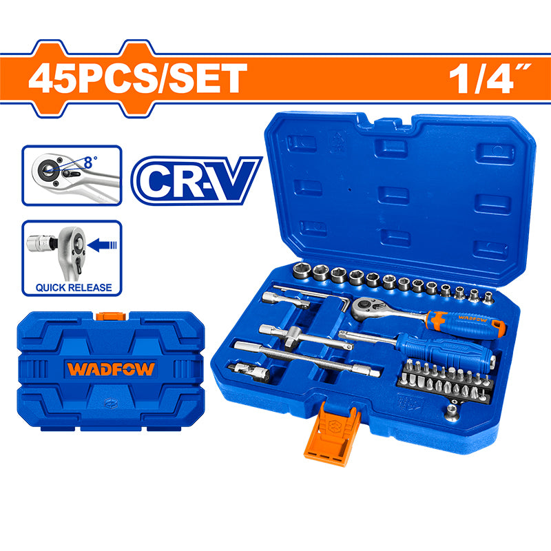 WADFOW 45 PCs 1/4" Socket Set - WST4D45