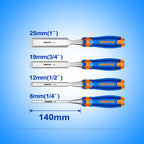 WADFOW 6,12,19,25MM 4 PCs Wood Chisel Set - WWC2204