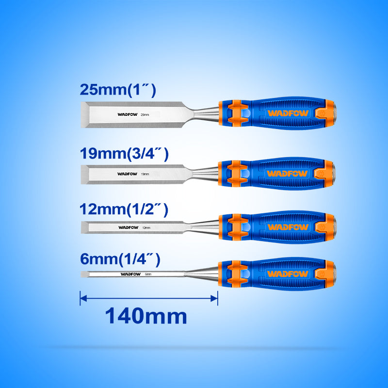 WADFOW 6,12,19,25MM 4 PCs Wood Chisel Set - WWC2204