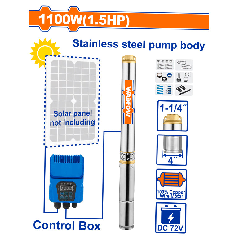 WADFOW 1100W (1.5HP) Solar Deep Well Pump - WWPDDC04