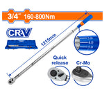 WADFOW 3/4", 160-800Nm Preset Torque Wrench - WWQ4D34